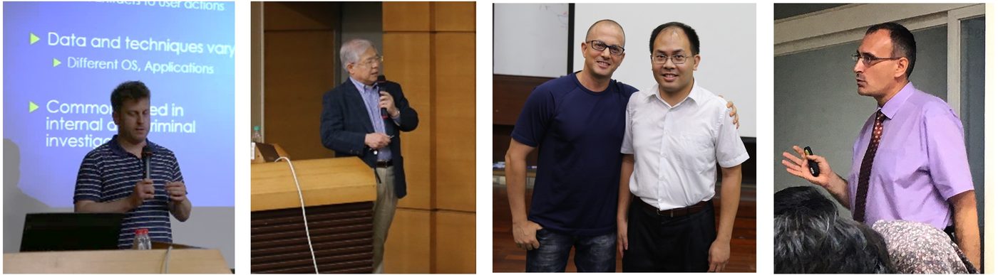 專題演講講者照片四張：Ira Weissberger 教授演講、Yutaka Takahashi 教授演講、Den Berco 研究員與盧達生老師合影、Ramón Blasco-Gimenez 教授演講（講者所屬學校見圖下說明）